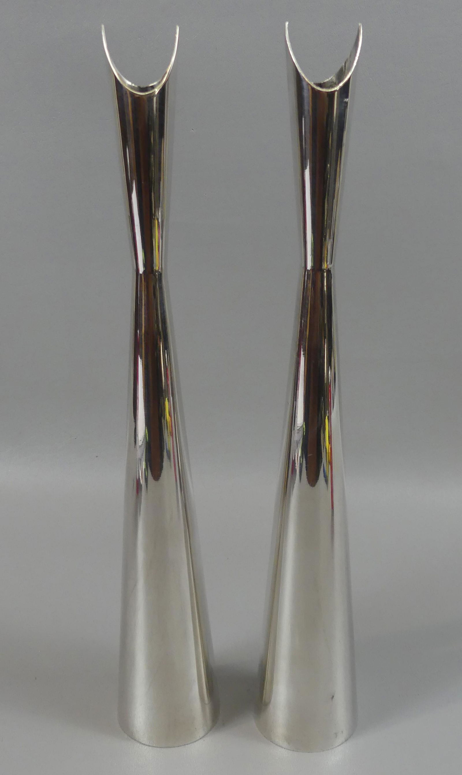 PAIR SABATINI SILVER VASES FOR CHRISTOFLE (1 of 3)