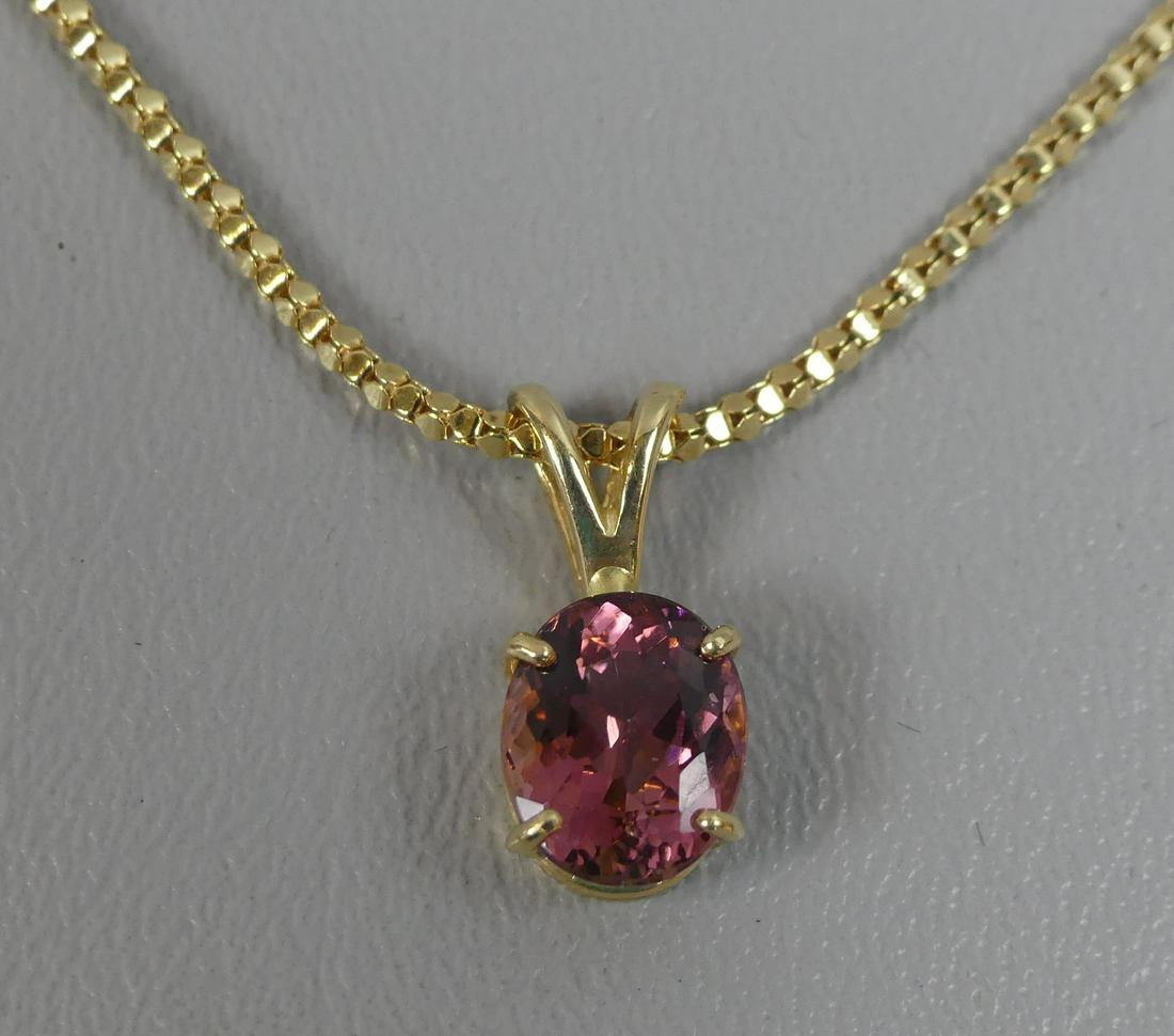 14K GOLD CHAIN & GEMSTONE PENDANT (1 of 2)