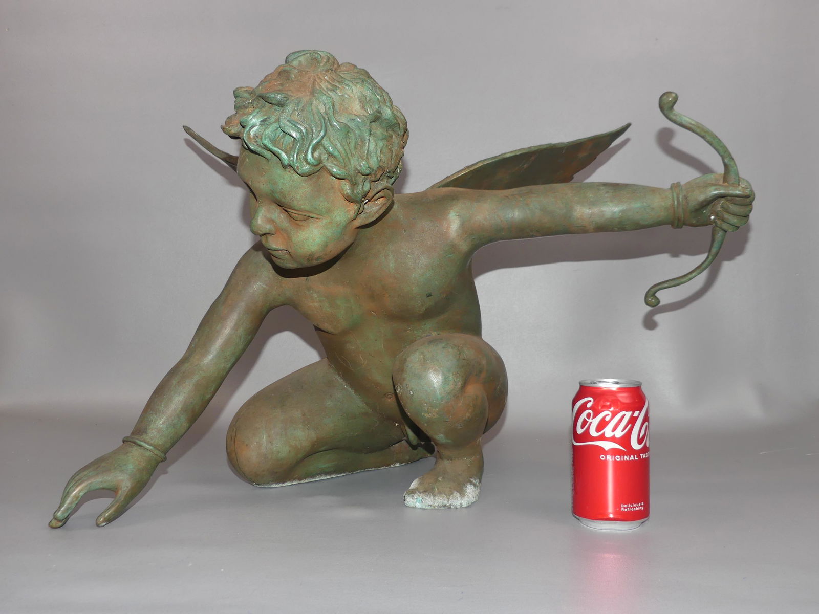 BRONZE CUPID SCULPTURE SIGNED (1 of 4)