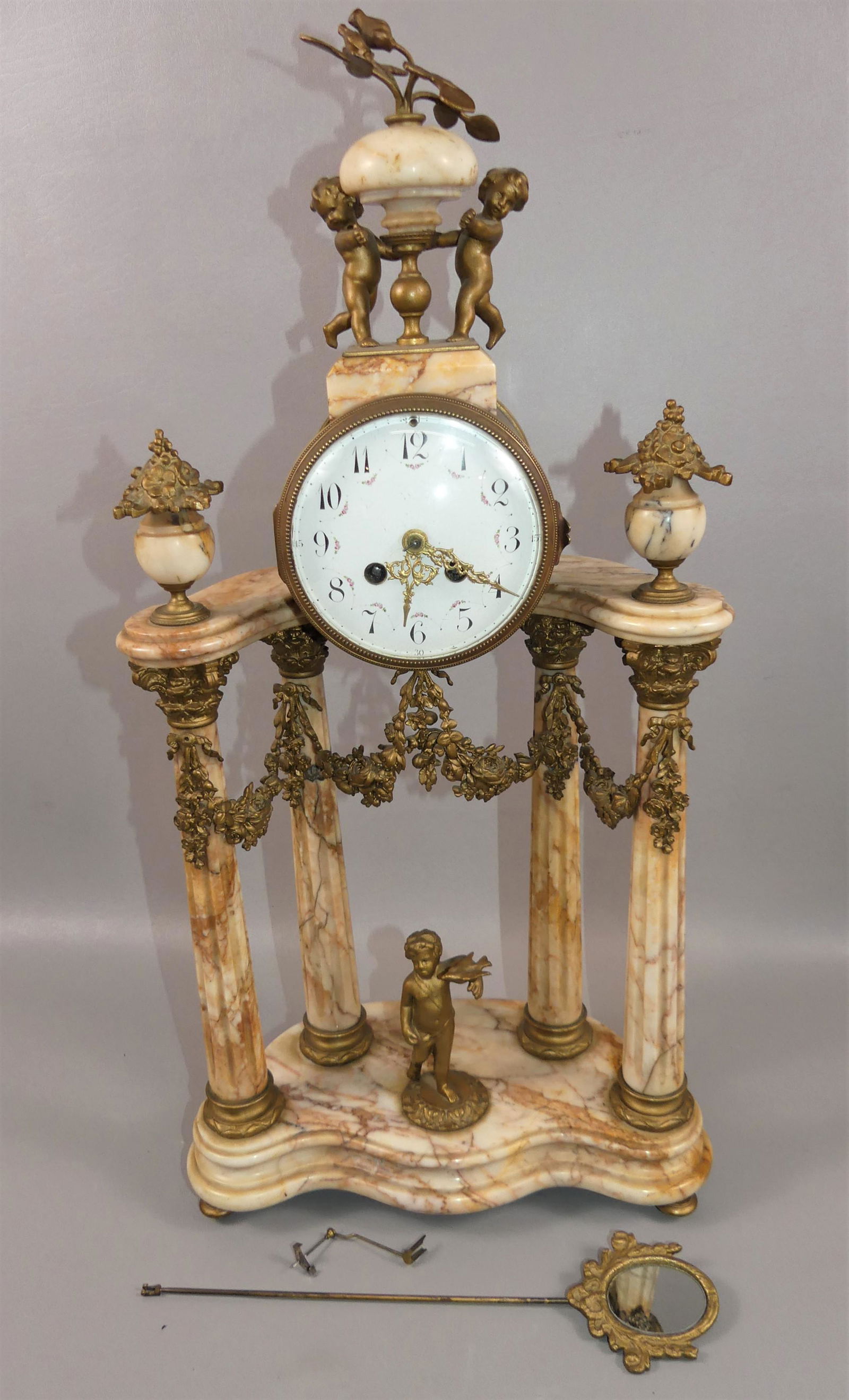 ANTIQUE FRENCH MARBLE MANTEL CLOCK (1 of 3)