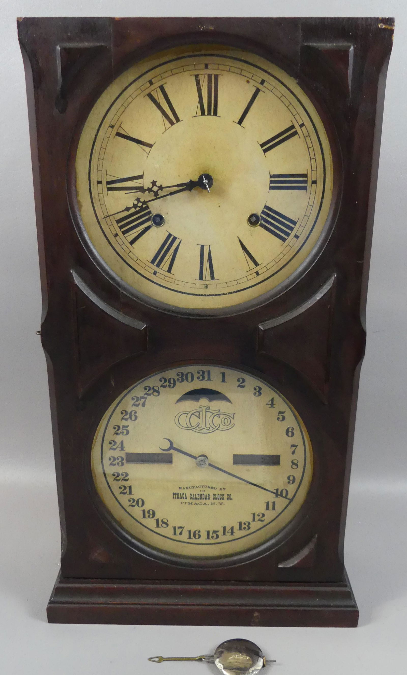 ITHACA CALENDAR SHELF CLOCK (1 of 3)