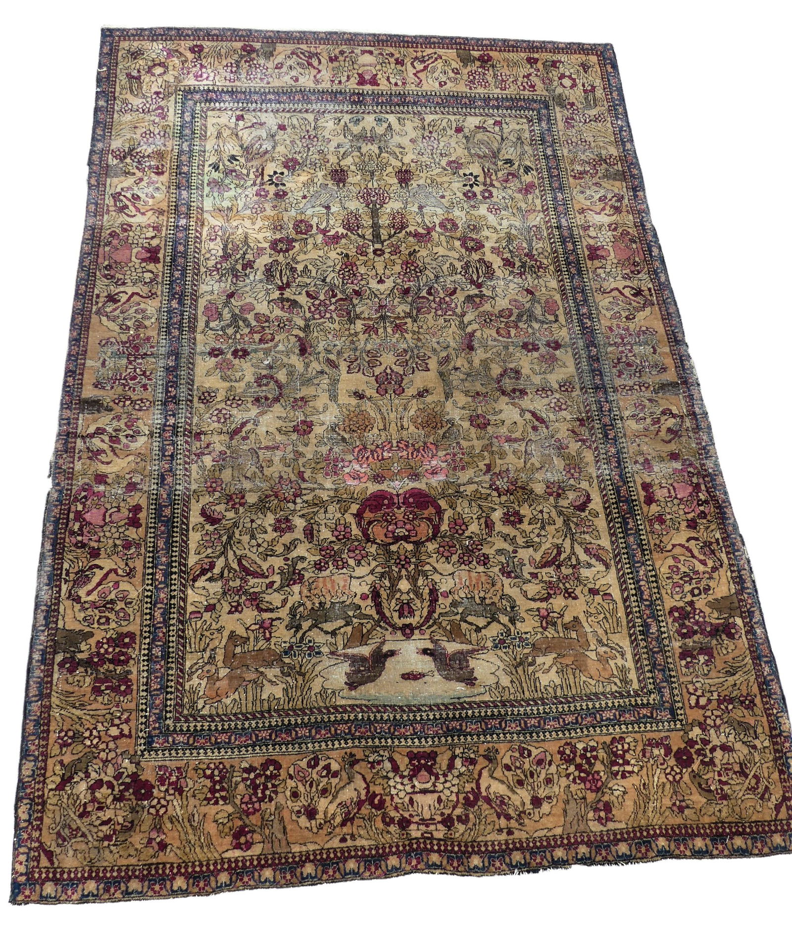 ANTIQUE PICTORIAL LAVAR KIRMAN RUG (1 of 5)