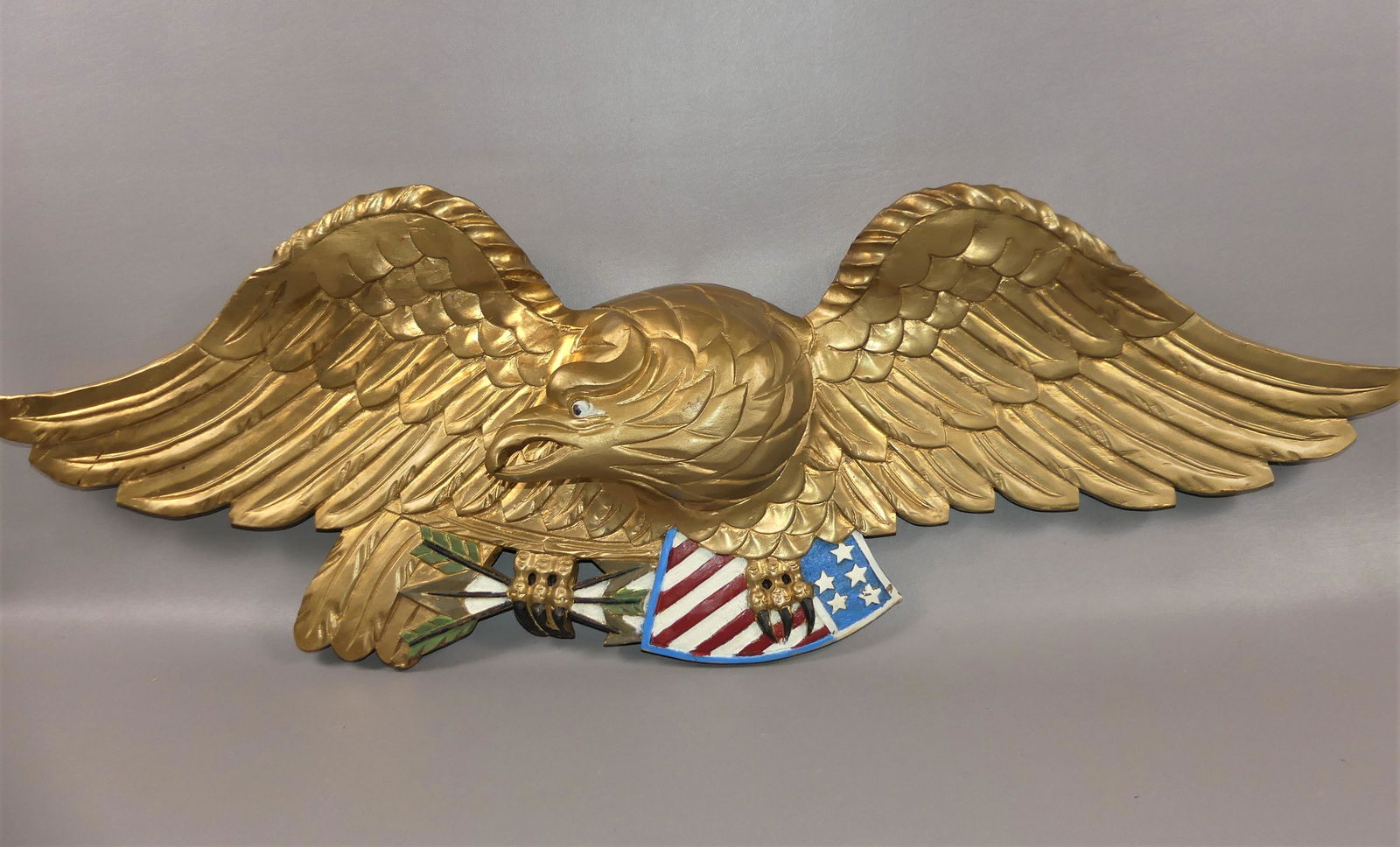 42 INCH GILT WOOD EAGLE PLAQUE (1 of 3)