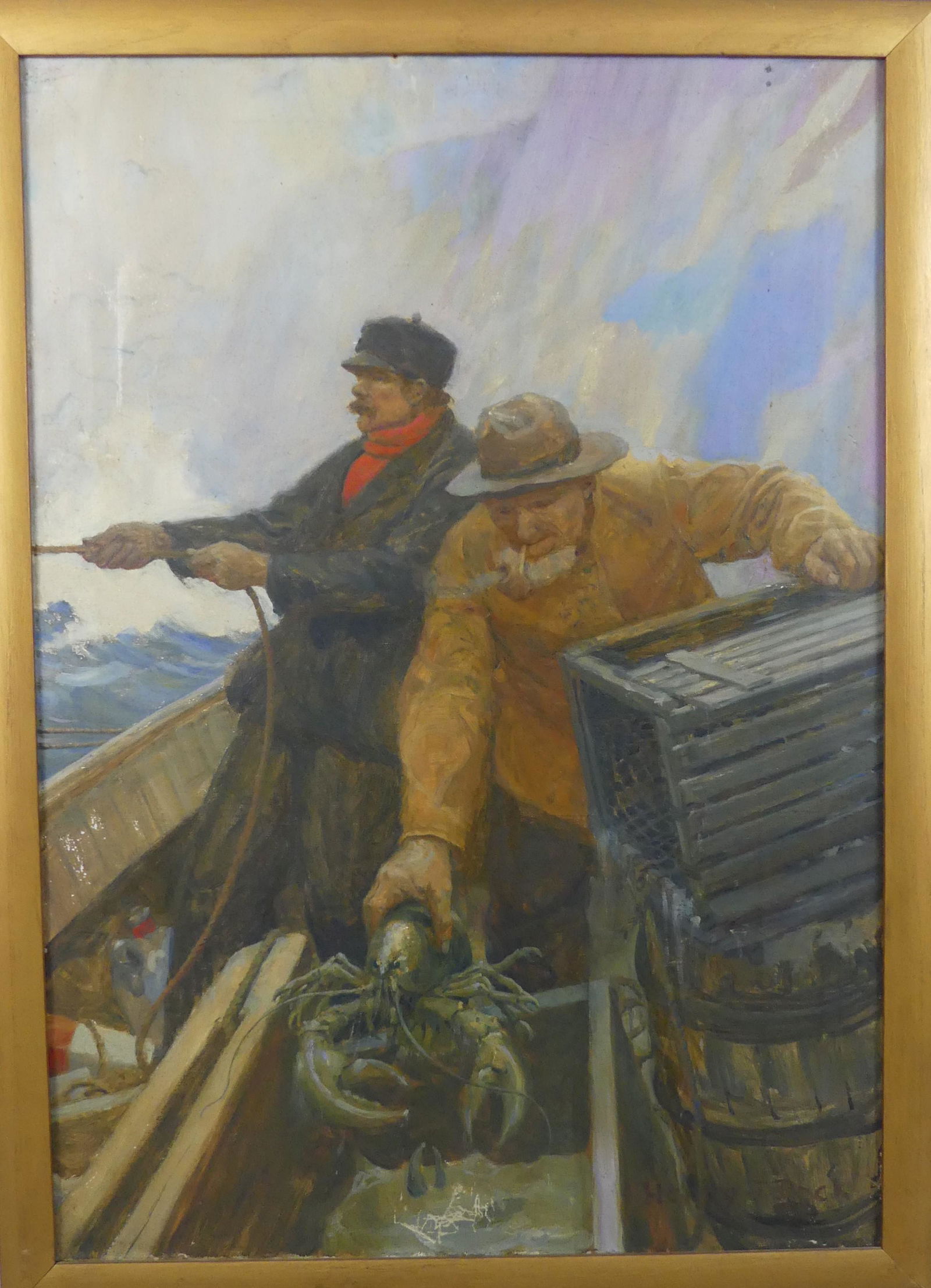 HAROLD PECK FISHERMEN PAINTING - LOBSTERMEN (1 of 5)