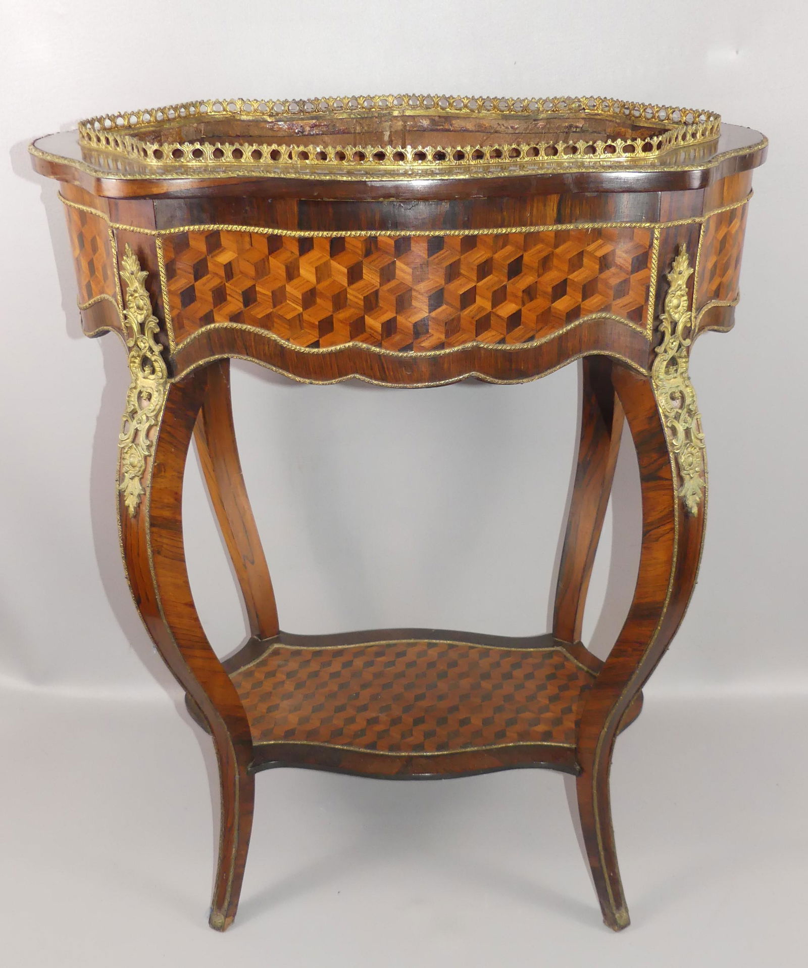 LOUIS XV PARQUETRY INLAID PLANT STAND (1 of 4)