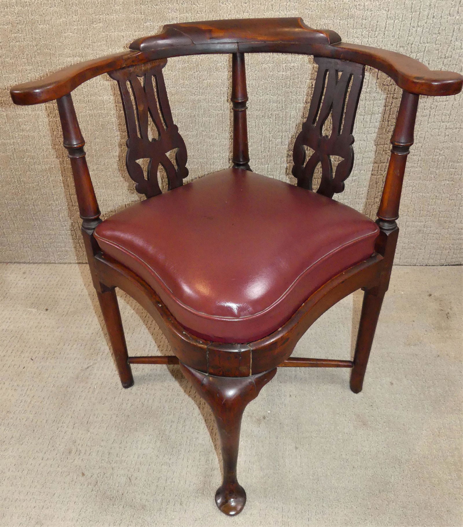 PERIOD QUEEN ANNE CORNER CHAIR (1 of 3)