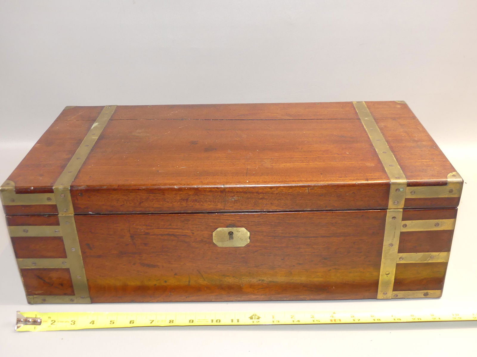 ANTIQUE BRASS BOUND LAP DESK (1 of 6)