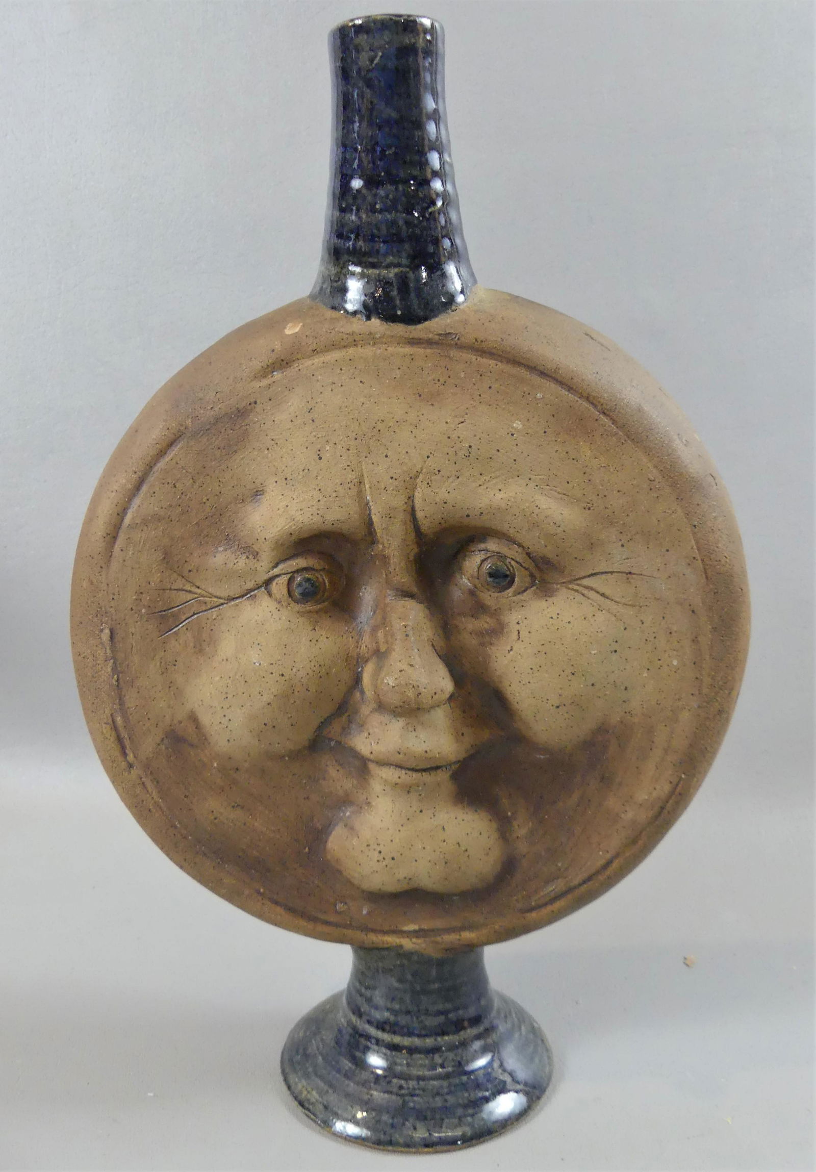 ART POTTERY VASE - SMILING MOON FACE (1 of 2)