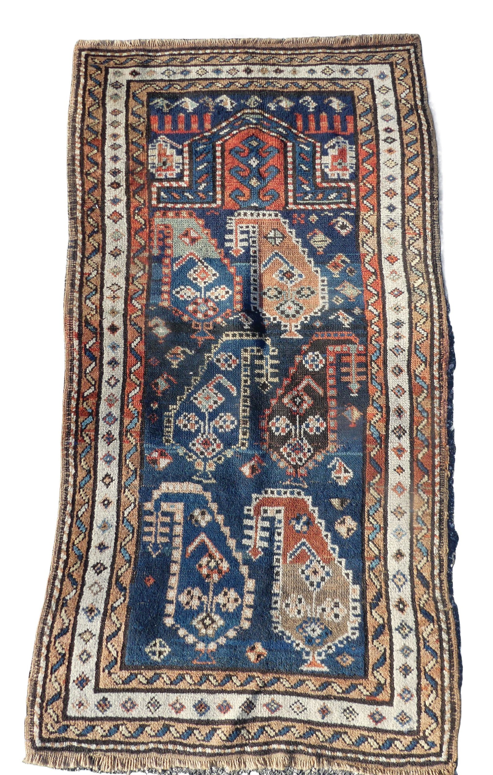 ANTIQUE CAUCASIAN PRAYER RUG: Antique Caucasian prayer rug, 4 ft 2 x 2 ft 3 in.
