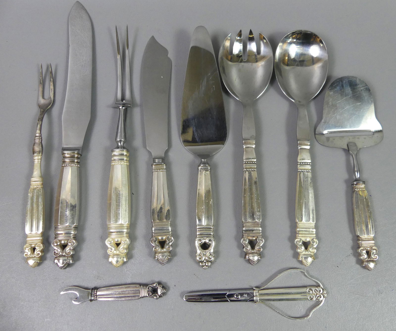 10 JENSEN ACORN STERLING SERVING PIECES (1 of 2)