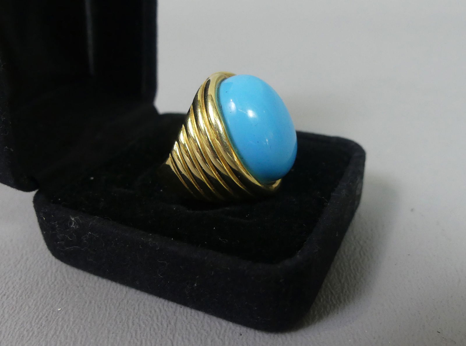 14K GOLD COCKTAIL RING WITH LARGE TURQUOISE (1 of 2)