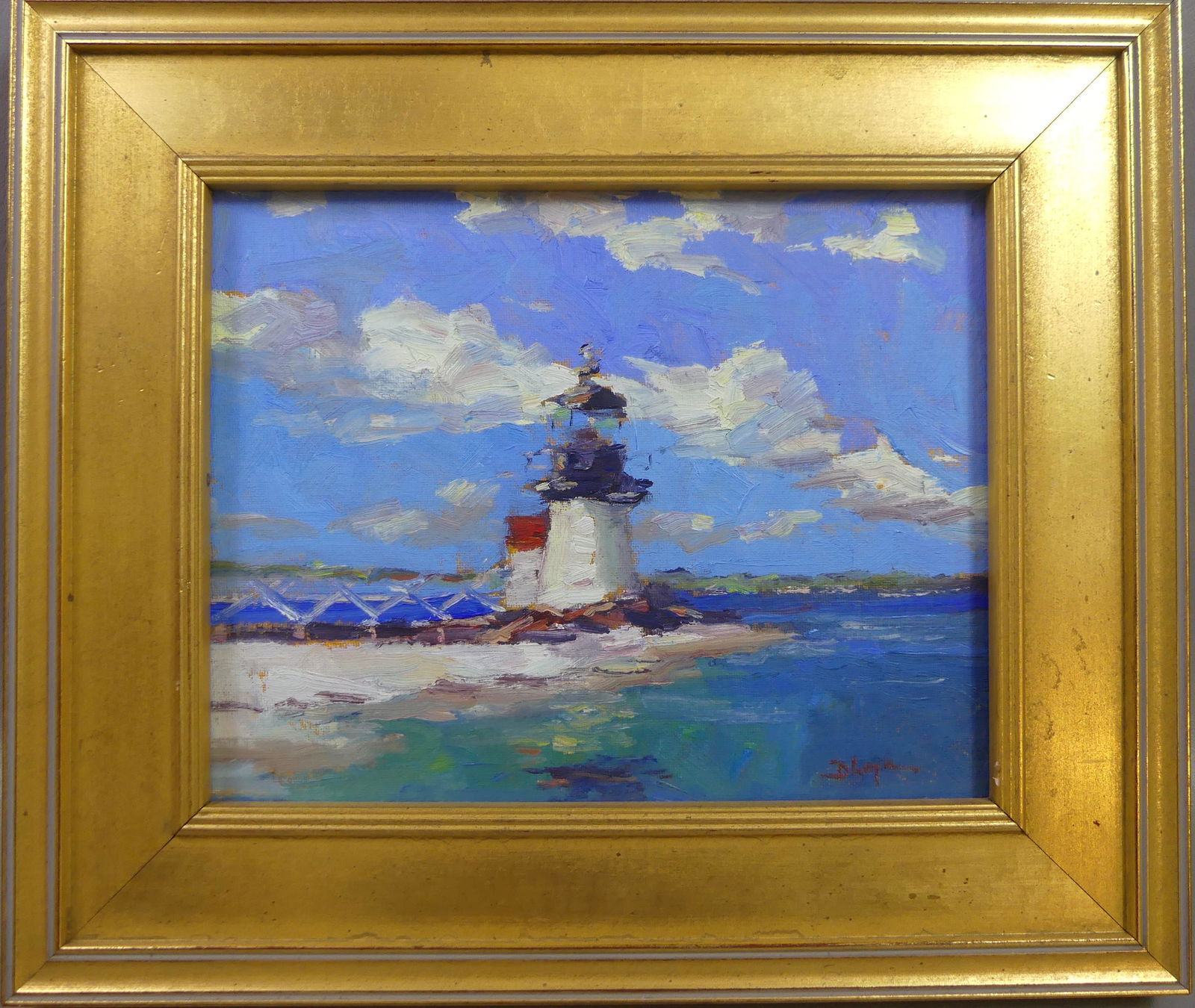 DAVID LAZARUS BRANT POINT LIGHTHOUSE PAINTING (1 of 2)