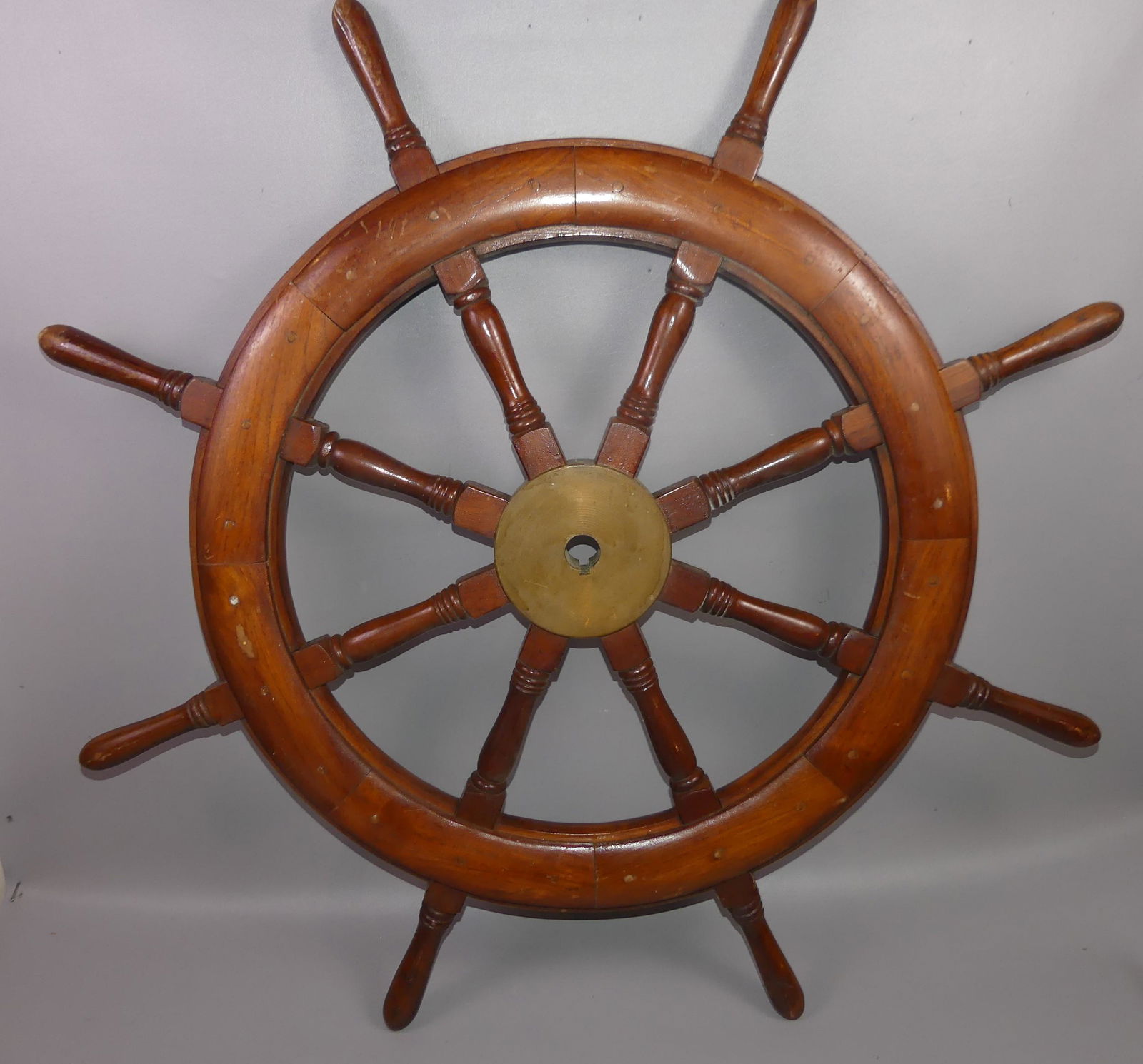 OLD TEAK WOOD SHIPS WHEEL (1 of 2)