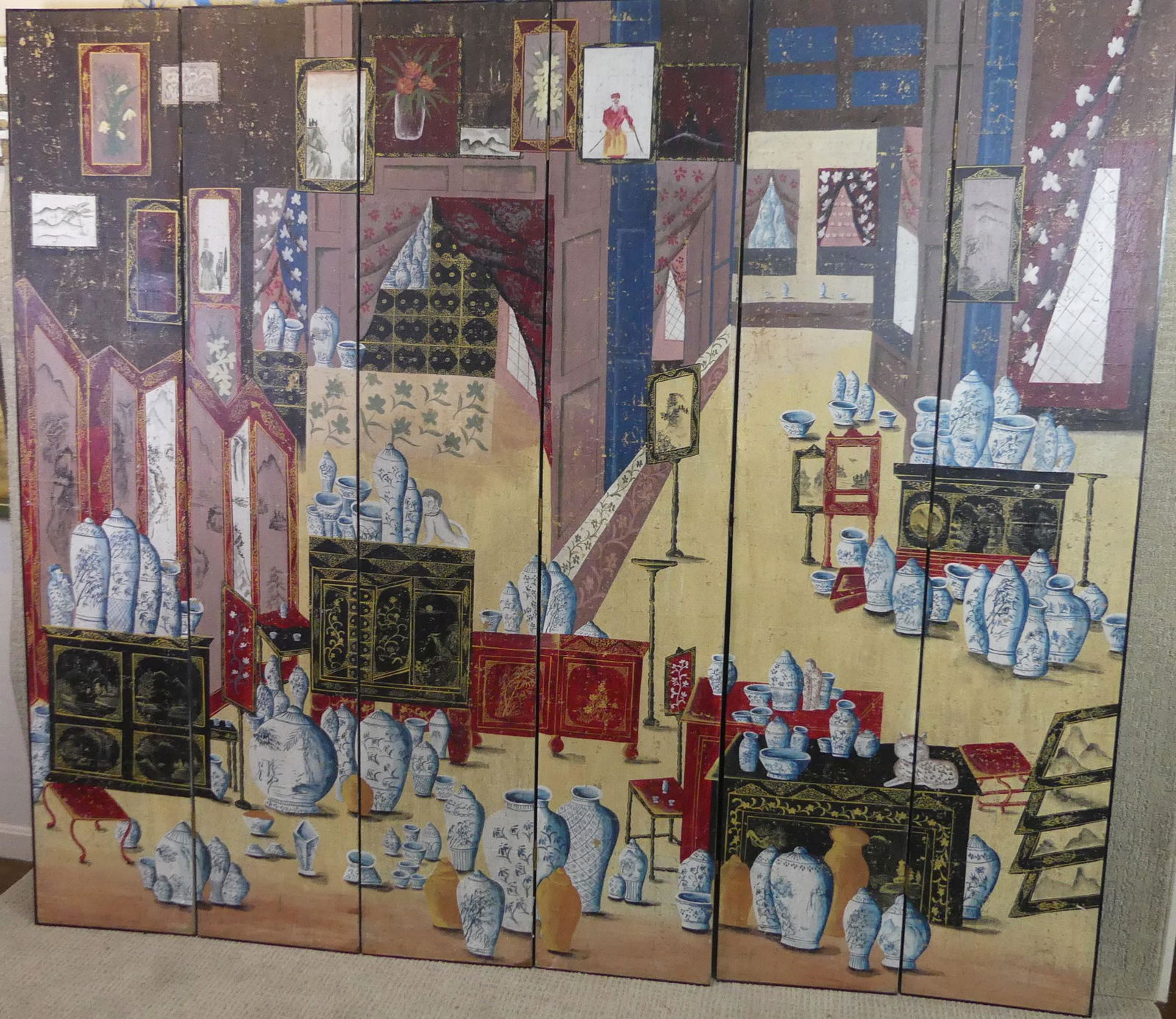 7 FT. CHINESE PAINTED ROOM SCREEN (1 of 5)