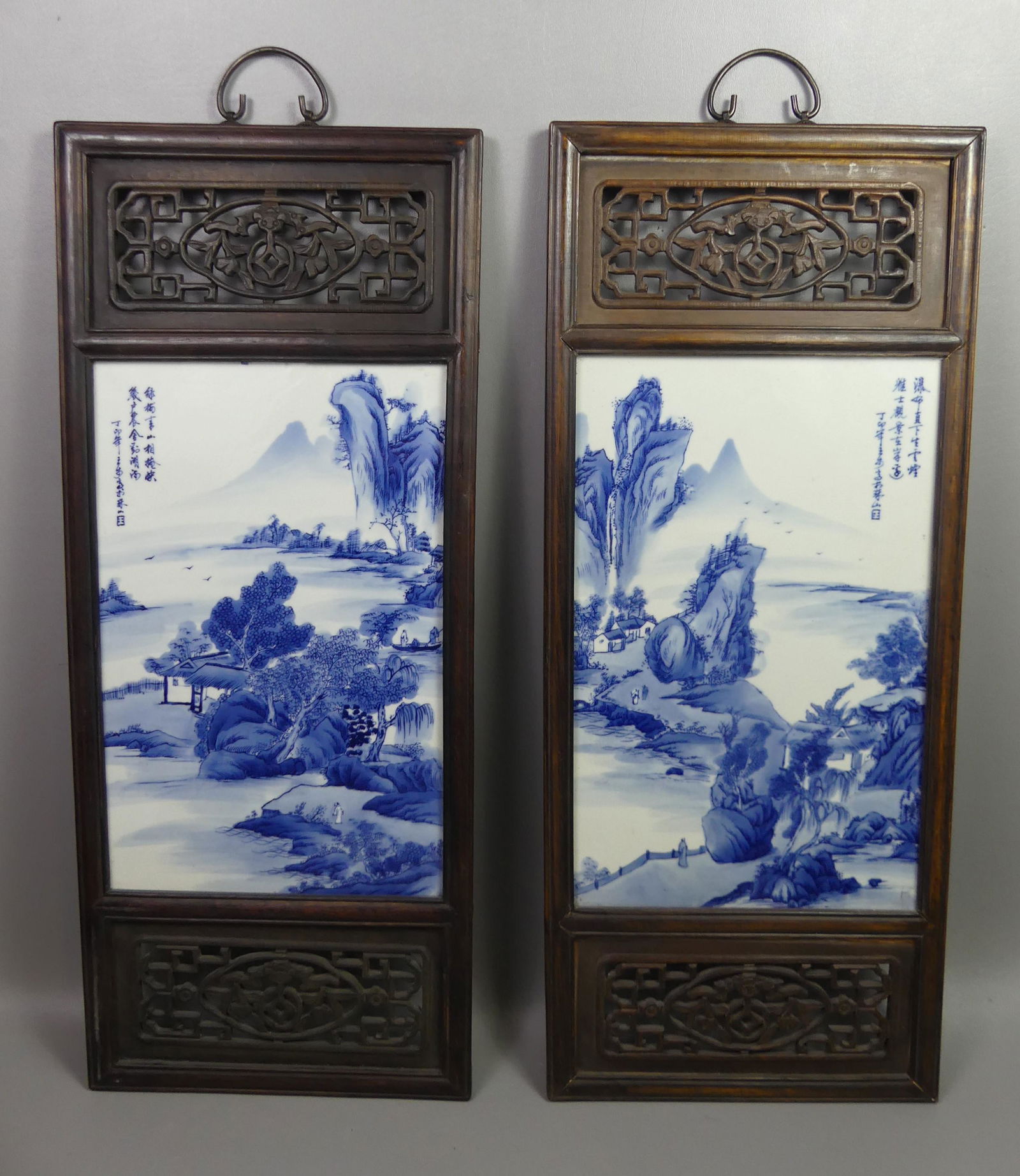 PAIR CHINESE PORCELAIN WALL PANELS (1 of 5)