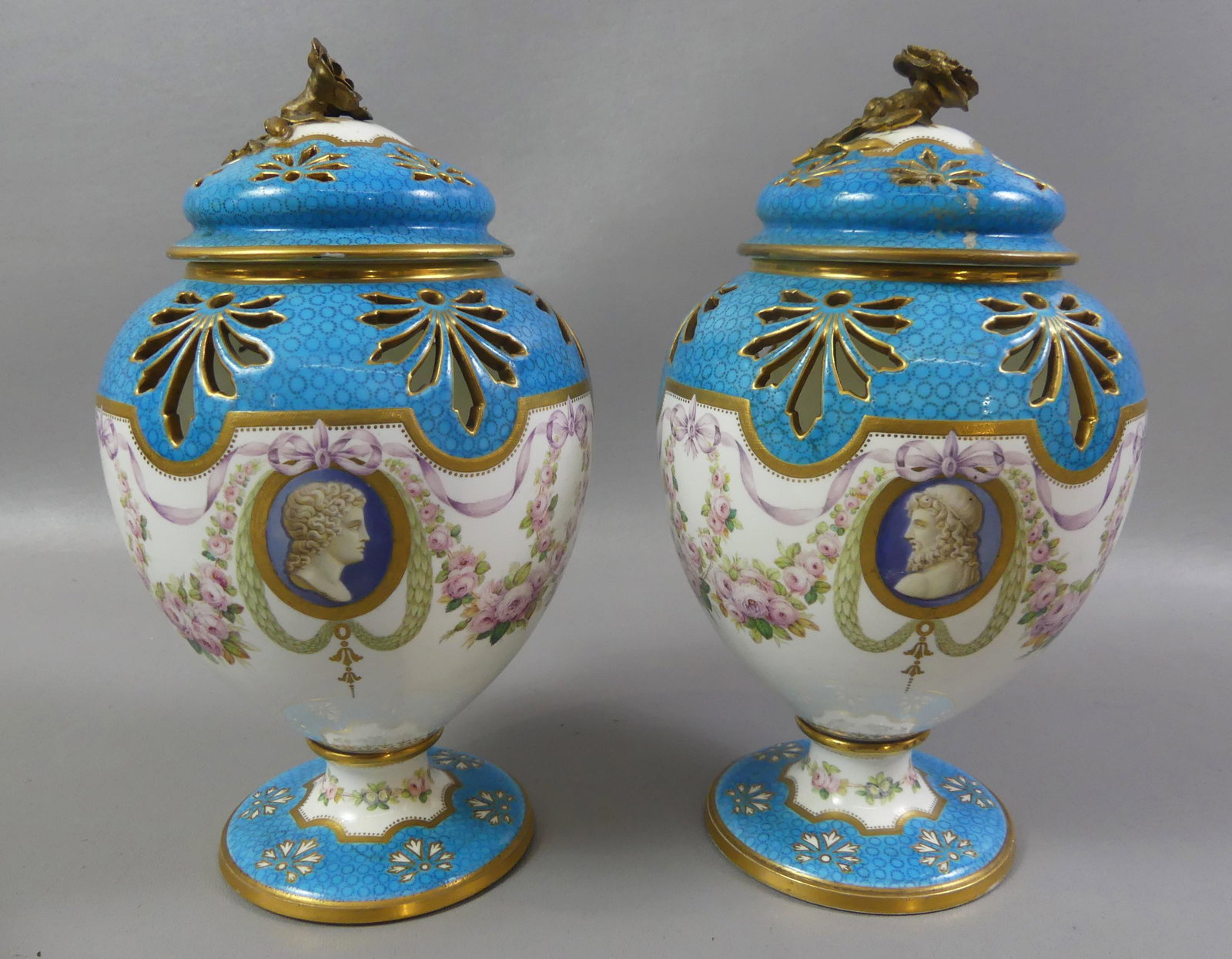 PAIR MINTON COVERED VASES (1 of 5)