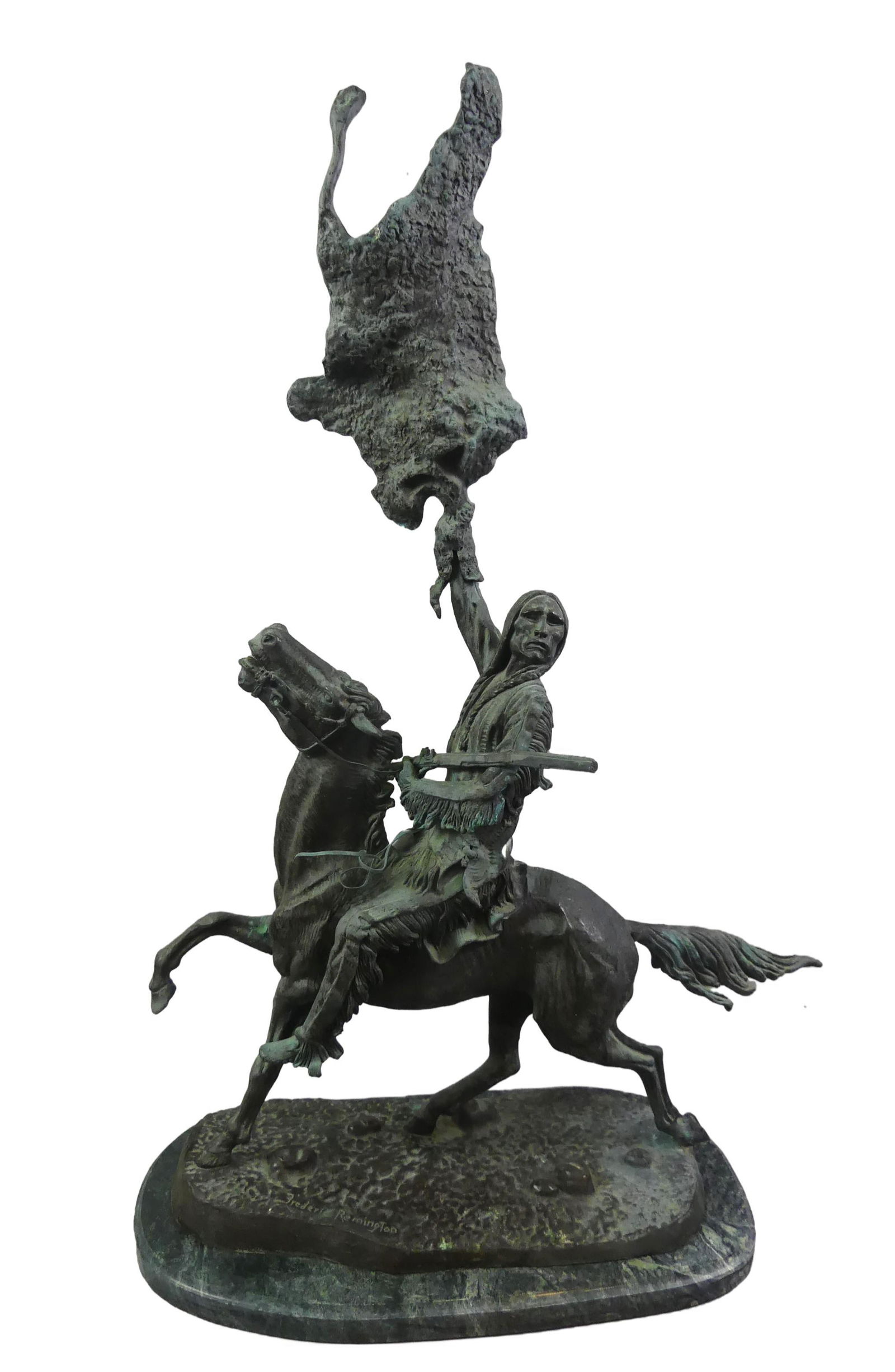 REMINGTON BRONZE OF INDIAN ON HORSE (1 of 3)