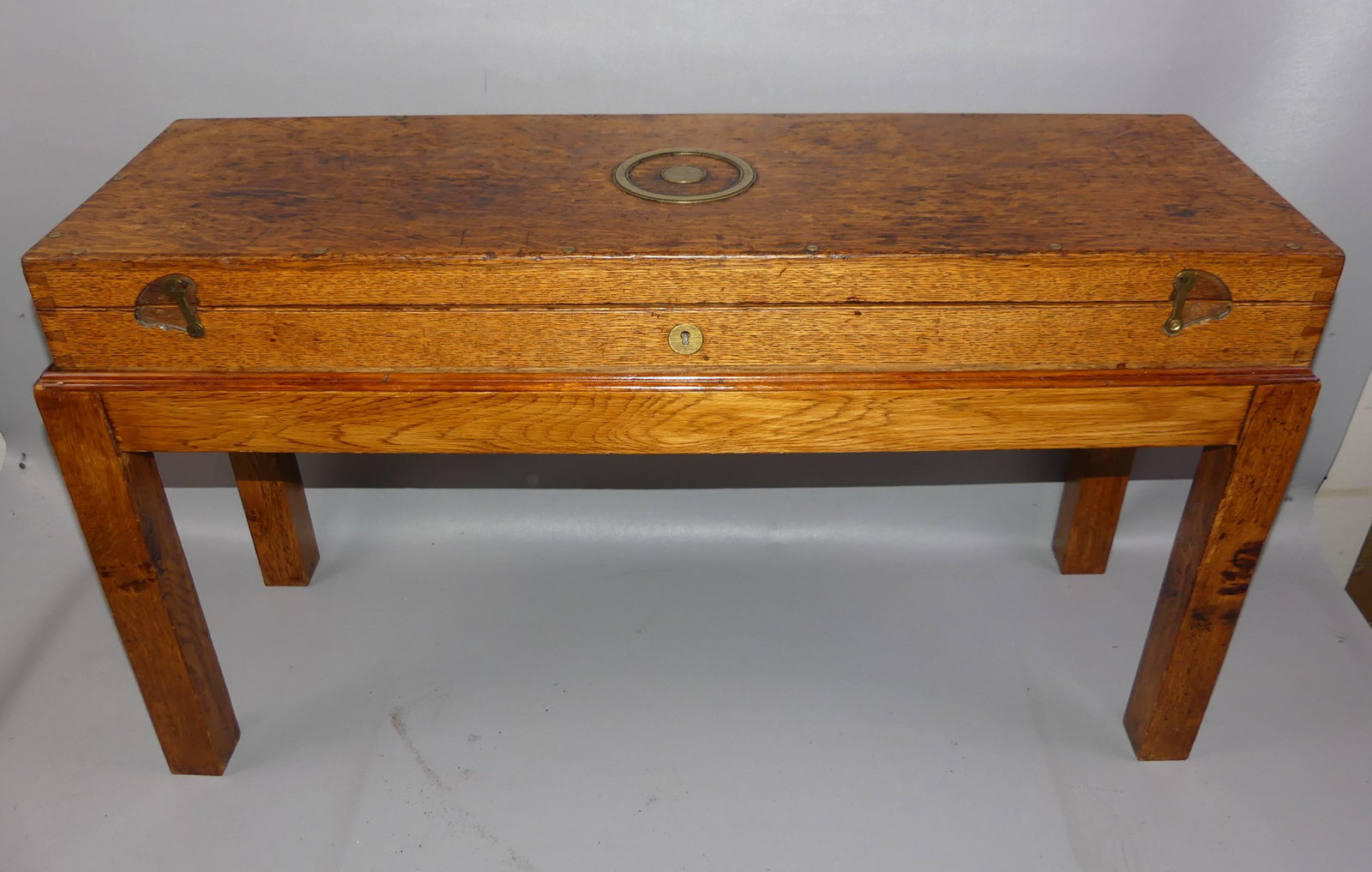 OAK DISPLAY CASE ON STAND (1 of 4)