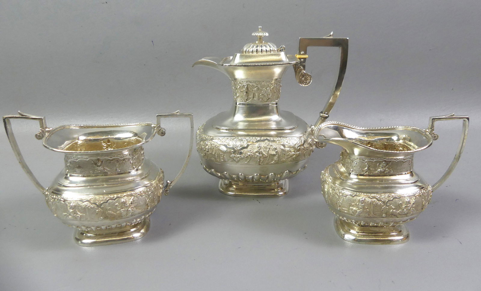FANCY SIAMESE SILVER TEA SET (1 of 4)