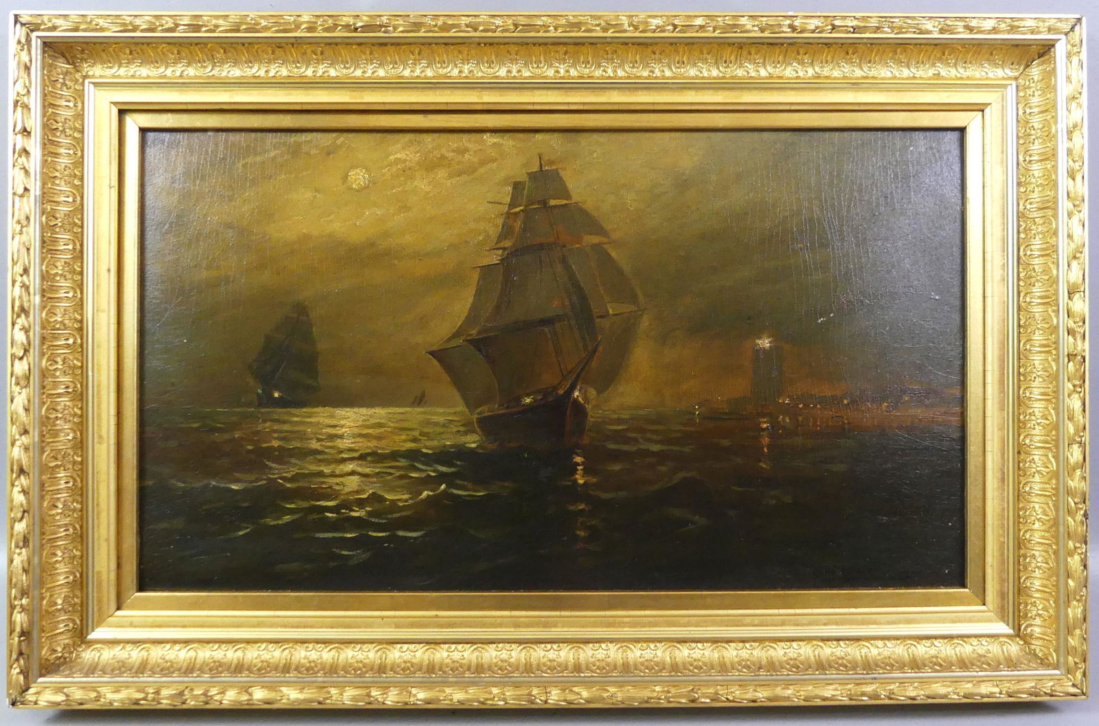 GW YOUNG MOONLIT SEASCAPE PAINTING (1 of 3)
