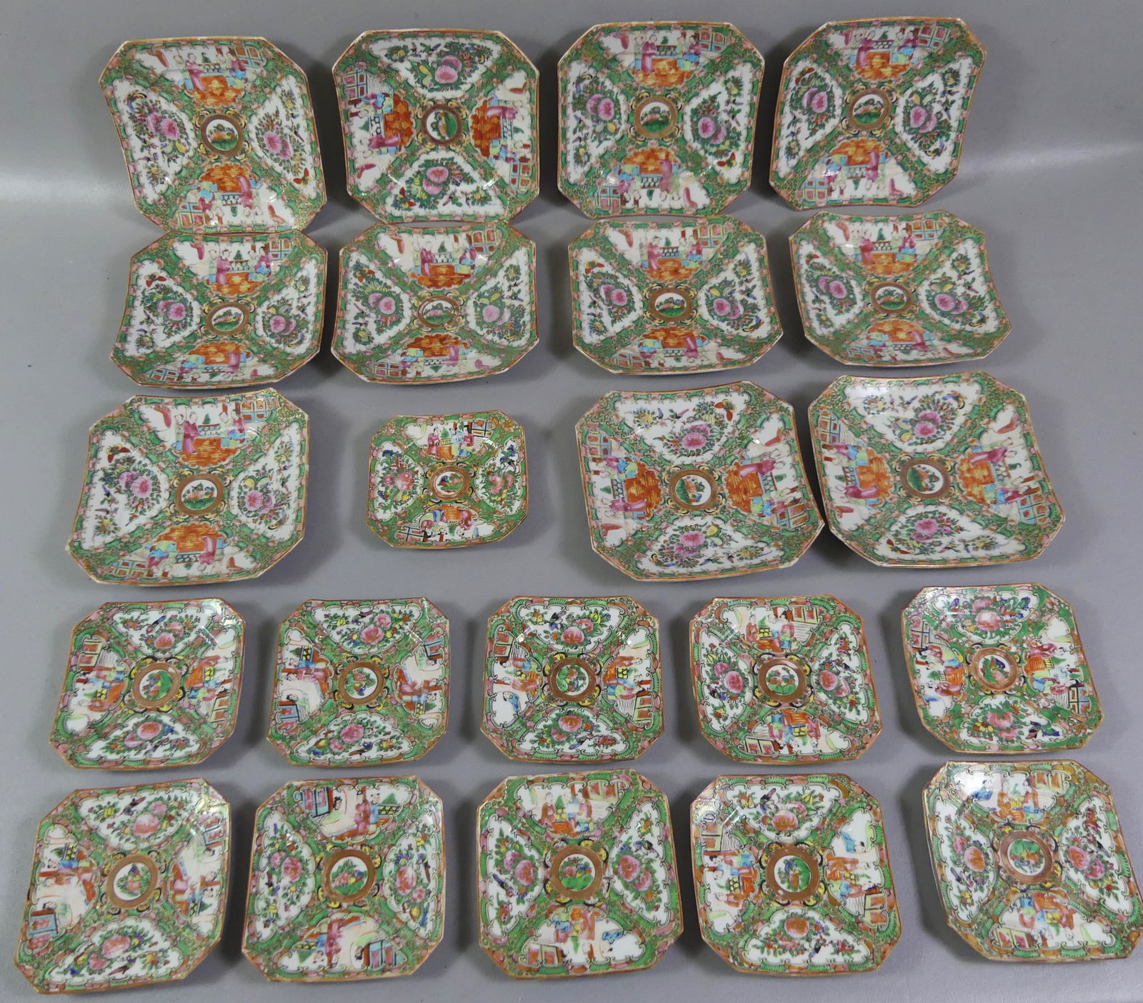 22 ANTIQUE CHINESE ROSE MEDALLION PLATES (1 of 3)