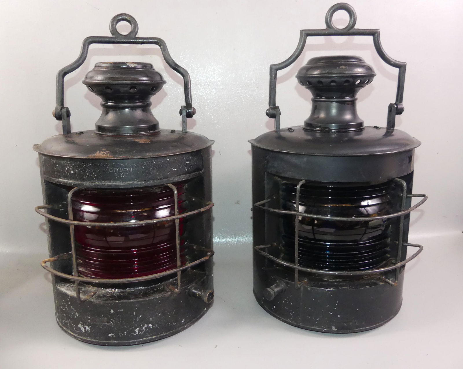 PAIR ANTIQUE NY SHIP LANTERNS (1 of 3)