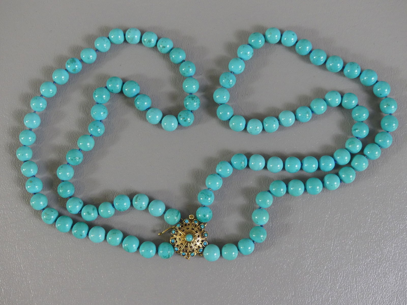 14K GOLD & TURQUOISE BEAD NECKLACE (1 of 3)