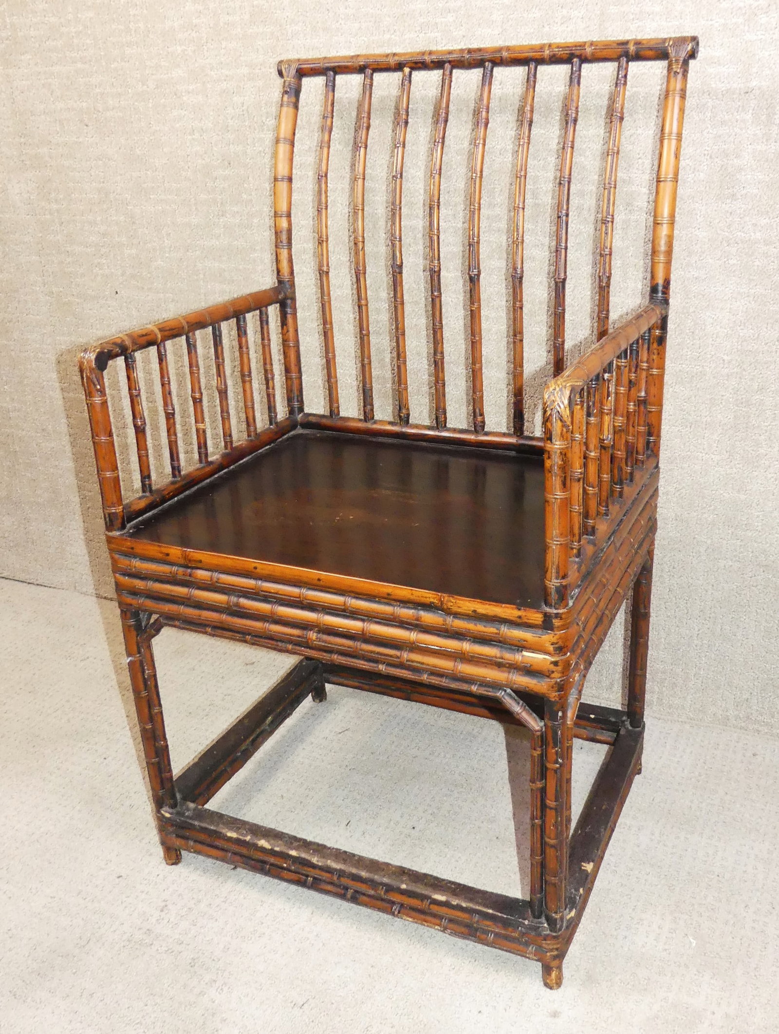 FINE ANTIQUE CHINESE BAMBOO ARMCHAIR (1 of 4)