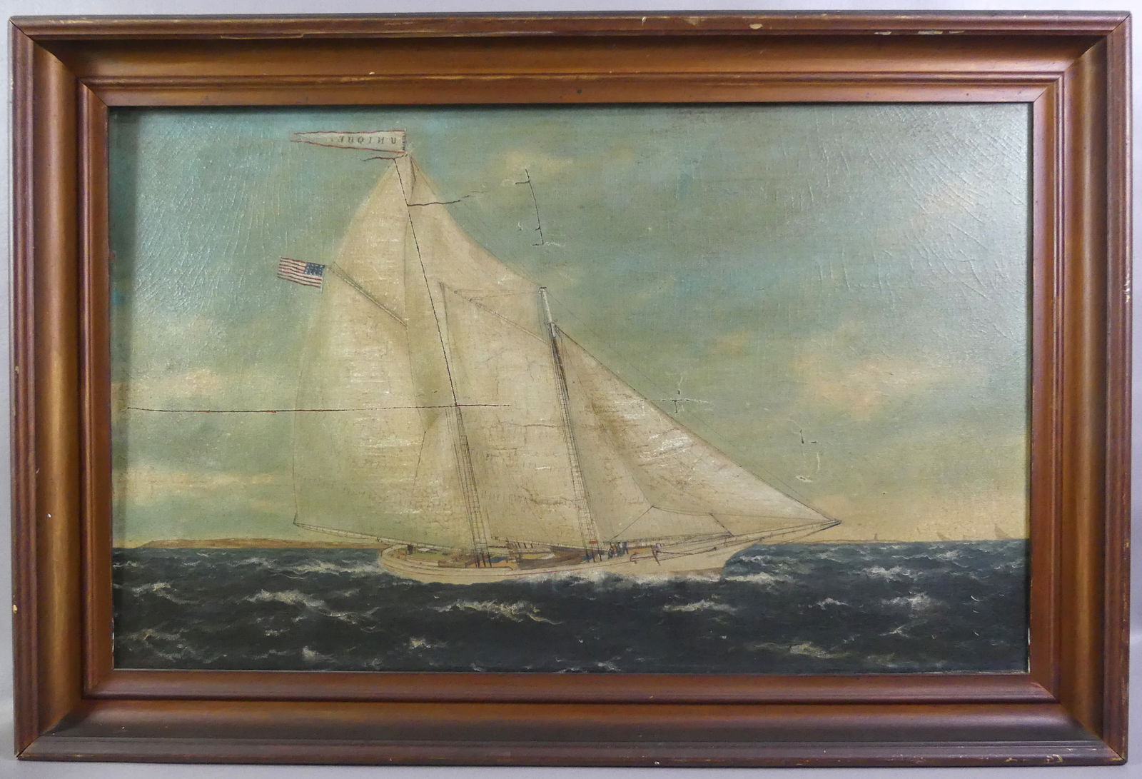 W.P. STUBBS OIL PAINTING OF A YACHT (1 of 5)