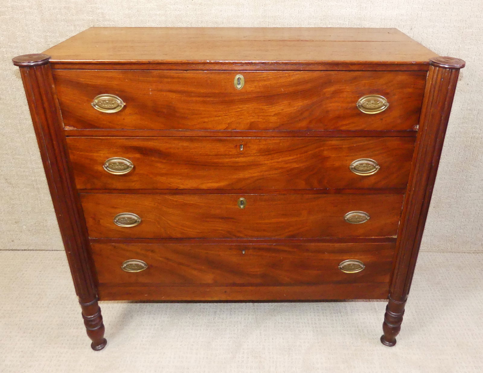 PERIOD SHERATON MAHOGANY 4 DRAWER CHEST (1 of 3)