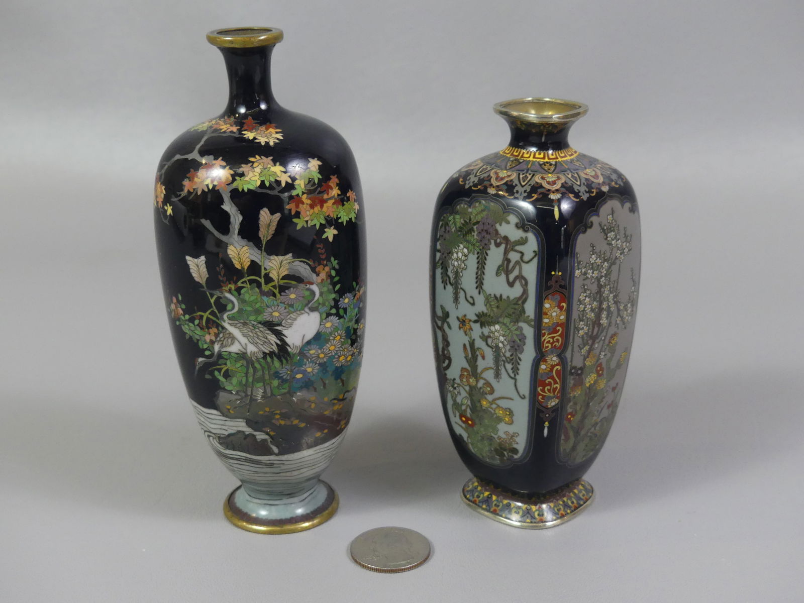 2 FINE JAPANESE CLOISONNE CABINET VASES (1 of 9)
