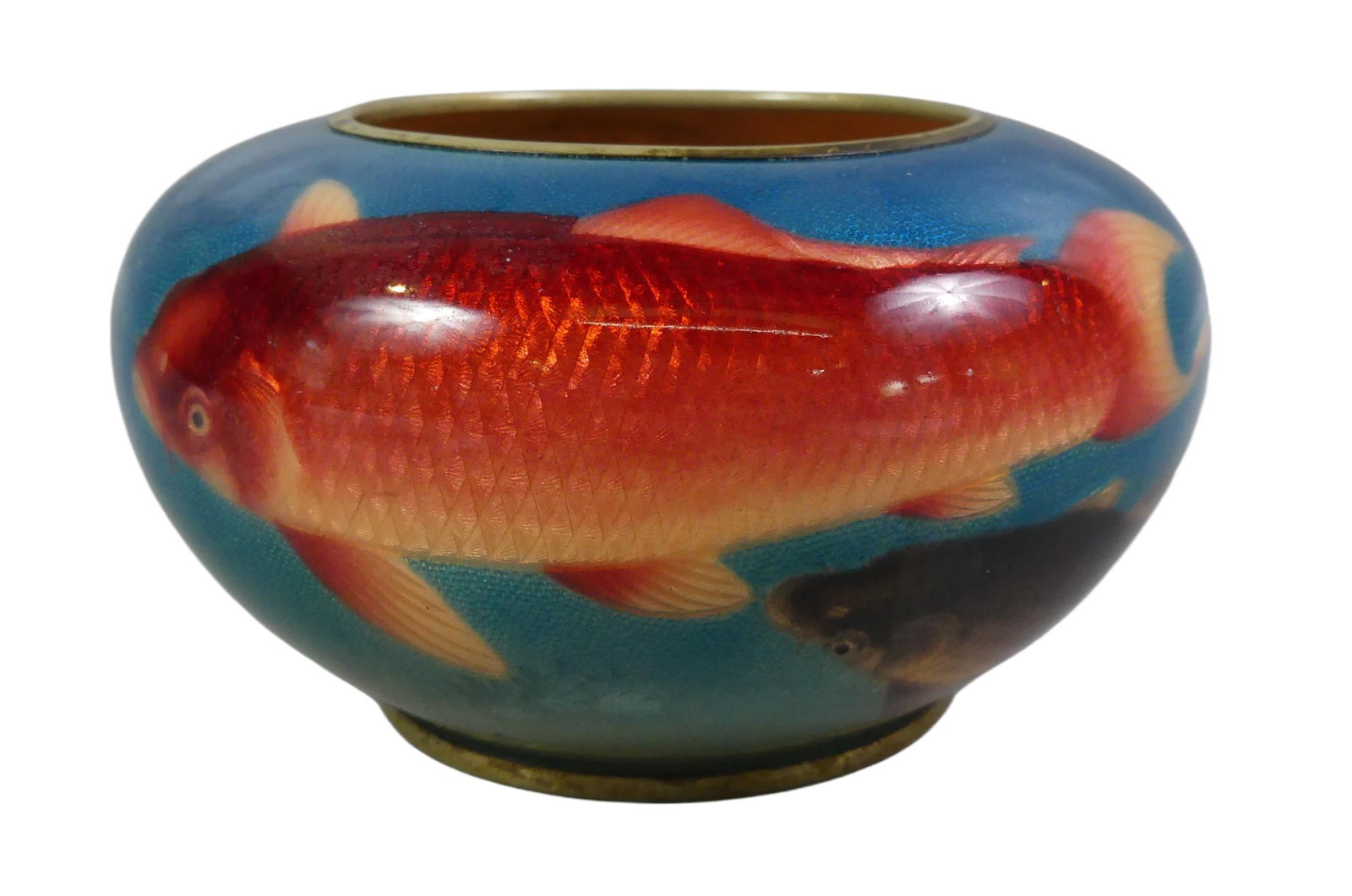 JAPANESE CLOISONNE BOWL - KOI FISH (1 of 6)
