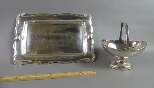 2 STERLING ITEMS: MAUSER TRAY & GALE BASKET