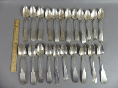 22 ANTIQUE COIN SILVER SPOONS