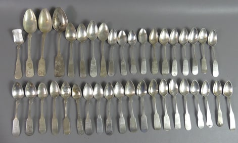 39 ANTIQUE COIN SILVER SPOONS