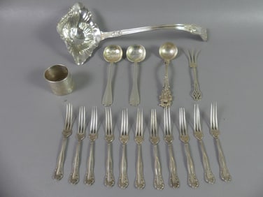 ENGLISH STERLING LADLE & FLATWARE LOT