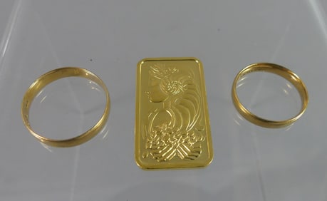 3 PCS GOLD - INGOT & RINGS