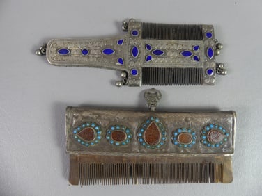 2 TIBETAN SILVER COMBS