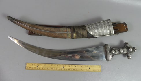 YEMENI SILVER 22 IN. JAMBIYA DAGGER