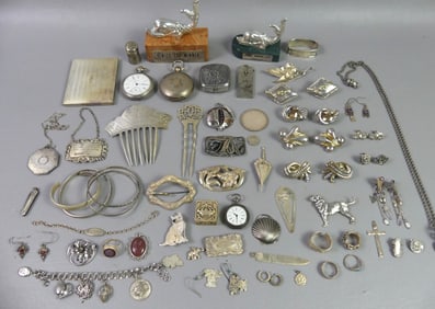 LOT SILVER JEWELRY & WATCHES
