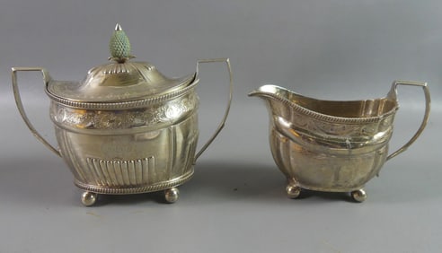 GEORGIAN 1806 STERLING CREAMER & SUGAR