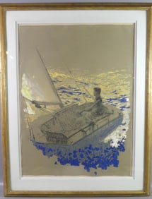 JAMIE WYETH ORIGINAL PRINT OF JFK IN BOAT