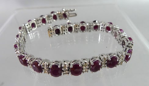 14K RUBY & DIAMOND TENNIS BRACELET