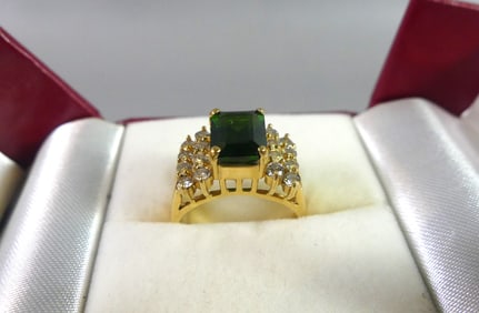 18K TOURMALINE & DIAMOND RING