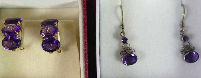2 PAIR AMETHYST EARRINGS
