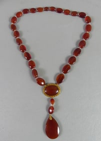 18K GOLD & CARNELIAN NECKLACE