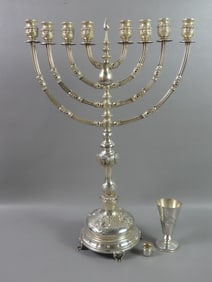 LARGE JUDAIC 925 SILVER MENORAH