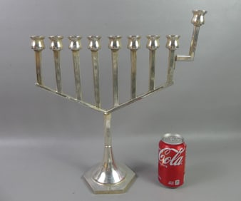 SILVER JUDAIC MENORAH CANDELABRA