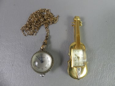 GOLD BUCHERER BROOCH & SILVER PENDANT WATCHES