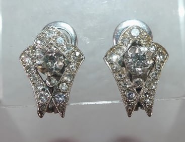 PAIR FANCY 14K DIAMOND EARRINGS